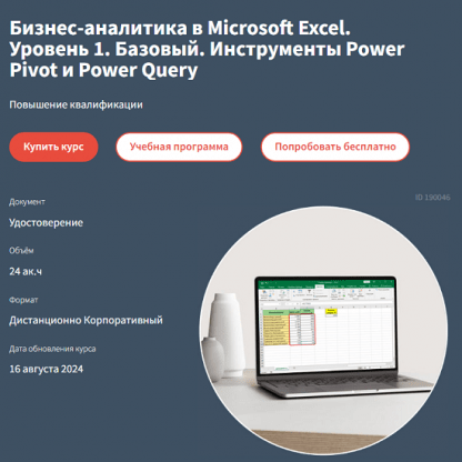 [Алексей Козлов] Бизнес-аналитика в Microsoft Excel. Уровень 1. Базовый. Инструменты Power Pivot и Power Query (2024) [РУНО]