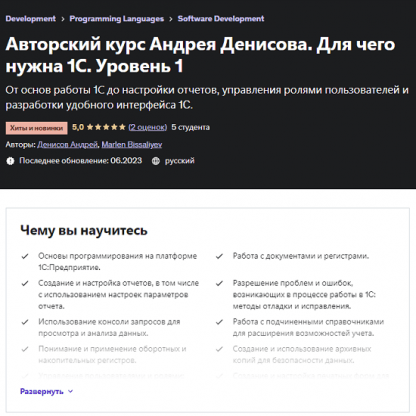 [Андрей Денисов] Авторский курс Андрея Денисова. Для чего нужна 1С. Уровень 1 (2023)