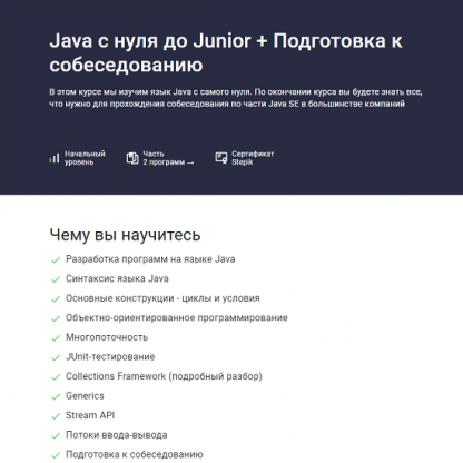 [Андрей Сумин] Java с нуля до Junior + Подготовка к собеседованию (2024) [Stepik]