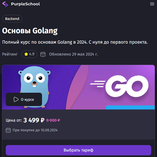 [Антон Ларичев] Основы Go (2024) [Purpleschool] [тариф Без наставника] 