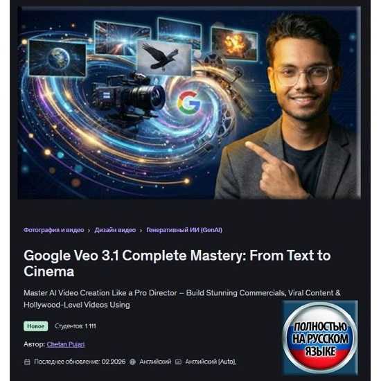 [Chetan Pujari] Полный курс по Google Veo 3.1 от текстового промпта до создания фильма (2026) [Udemy] 