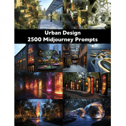 [ChillaxDesignsArt] 2500 промптов урбанистической архитектуры в Midjourney (2025)