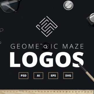 [Creativemarket] Geometric maze logos+Templates (2019)