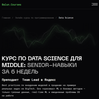 [Дмитрий Сафонов] Курс Data Science (2025) [Тариф Стандарт] [balun.courses]