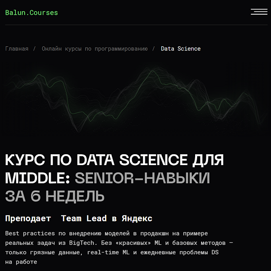 [Дмитрий Сафонов] Курс Data Science (2025) [Тариф Стандарт] [balun.courses]
