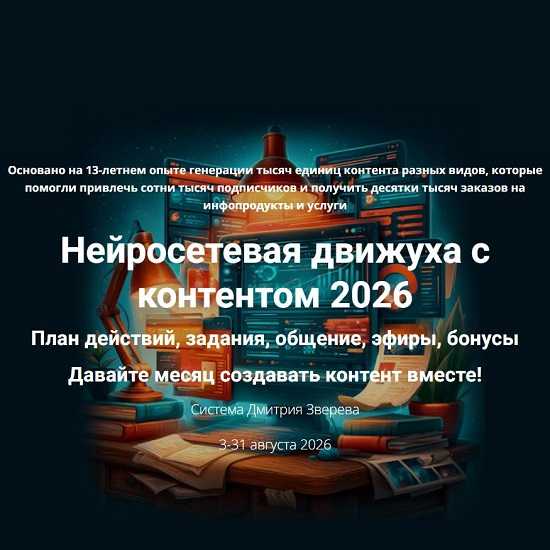 [Дмитрий Зверев] Нейросетевая движуха с контентом 2026 [Стандарт участие в Движухе] 