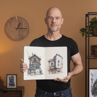 [Domestika][Альберт Кифер] Выразительные архитектурные зарисовки цветными маркерами (Expressive Architectural Sketching with Colored Markers) (2022)