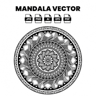 [Envato Market] Мандала Вектор иллюстрация. Раскраска для взрослых (2023)