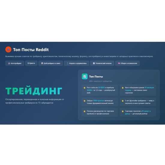 [Forumchanin] Выжимка топ-постов с Reddit по трейдингу, крипте, тех.анализу, форексу, алготрейдингу от практиков (2026)