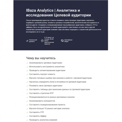 [IBaza Analytics] Аналитика и исследования Целевой аудитории (2023) [Stepik]