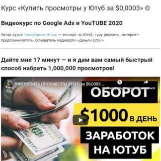 [Игорь Чередников] Купить просмотры у Ютуб за $0,0003 (2019)