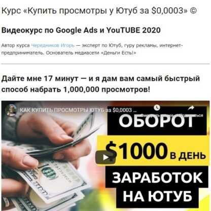 [Игорь Чередников] Купить просмотры у Ютуб за $0,0003 (2019)