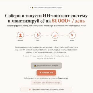 [Матвей Абрамов] Собери и запусти ИИ-контент систему и монетизируй её на $1 000 + день (2026)