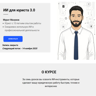[Мурат Мазуков] ИИ для юриста 3.0 (2025) [Тариф Видеоматериалы]