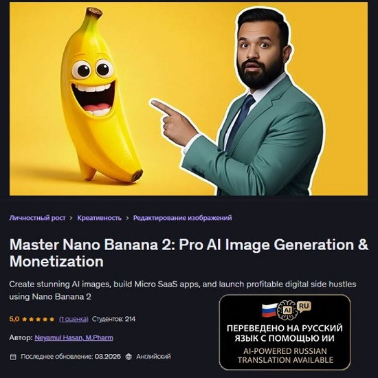 [Neyamul Hasan] Master Nano Banana 2 Генерация и монетизация изображений на основе ИИ (2026) [Udemy] [M.Pharm]