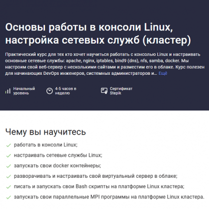 [Ринат Минязев] Основы работы в консоли Linux, настройка сетевых служб (кластер) (2024) [Stepik]