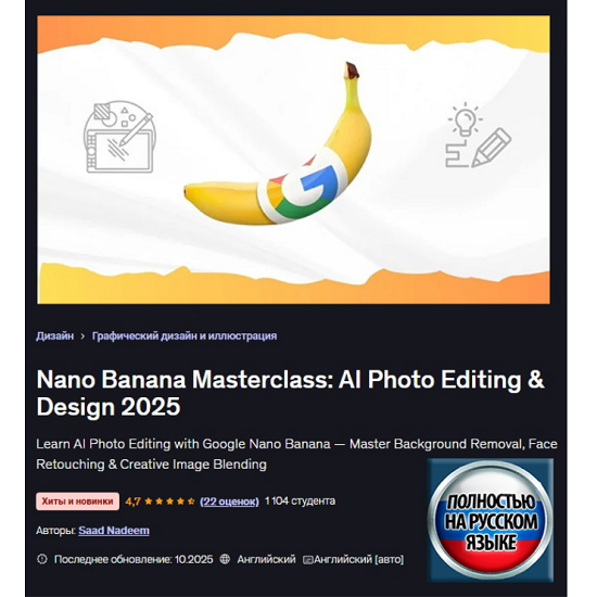 [Saad Nadeem] Мастер-класс Nano Banana редактирование фотографий и дизайн с использованием ИИ (2025) [Udemy] 