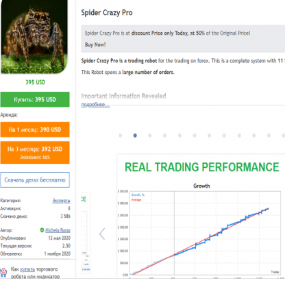 Советник Spider Crazy Pro [MT4] (2021)