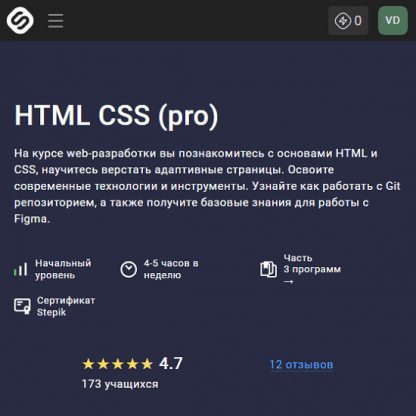 [Stepik] HTML CSS pro. Web Hacker (2024)