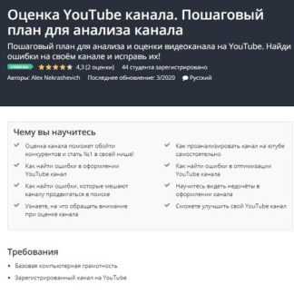 [Udemy] Оценка YouTube канала. Пошаговый план для анализа канала (2020) [Alex Nekrashevich]