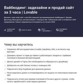[Владислав Терзи, Алерон Миленькин] Вайбкодинг cделай и продай сайт за 3 часа (2026) [Stepik]